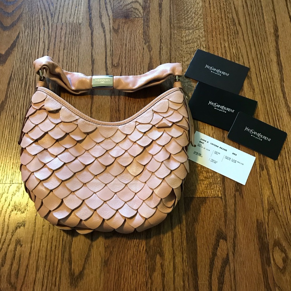 Scalloped YSL leather evening bag.